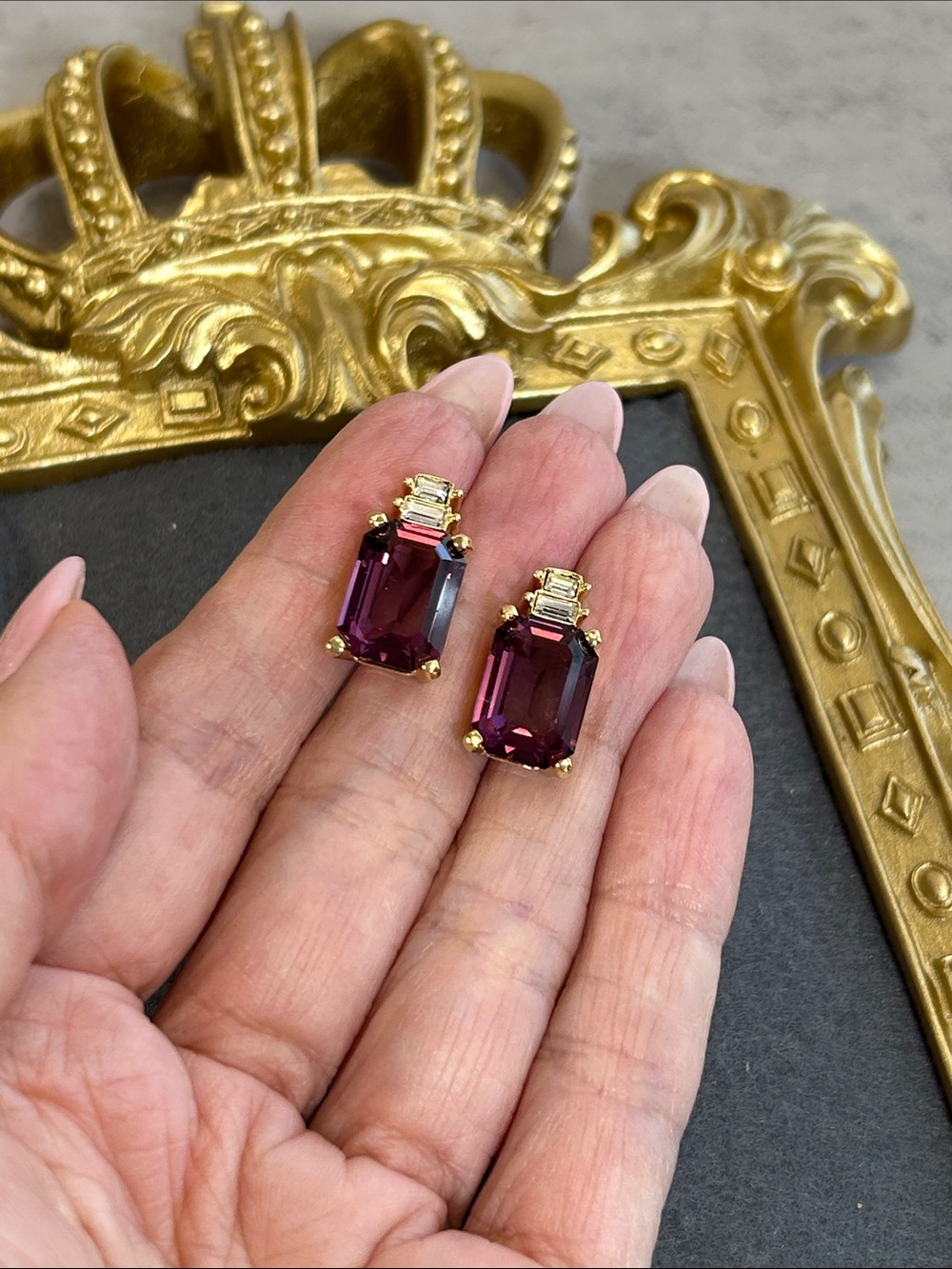 Unsigned Vintage Christian Dior Crystal Post Earrings